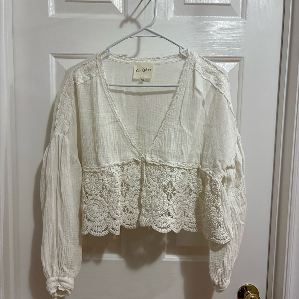 White Lace Boho Blouse S/M